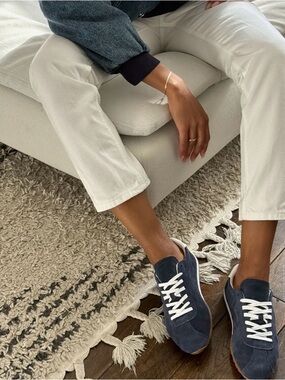 Dolce Vita Navy Suede Sneakers with White Laces
